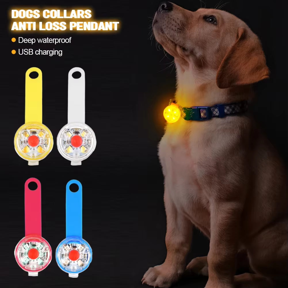 Dogs Collars anti Loss Pendant Waterproof Safety LED Flashing Light USB Rechargeable LED Light Pendant for Dogs Cats Pets