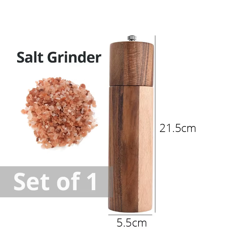 Wooden Salt and Pepper Grinders, Manual, Sea Salt and Pepper Mills for Seasoning, Meal Prep, Cooking, Serving, Dining, Tableware