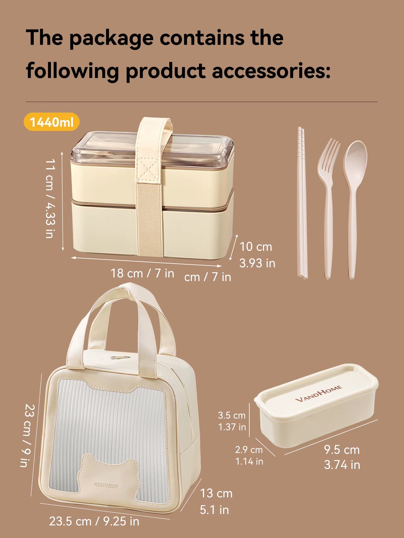 Portable Lunch Box Microwave Safe Plastic Bento Box with Compartments & Sauce Box Stackable Salad Fruit Food Container