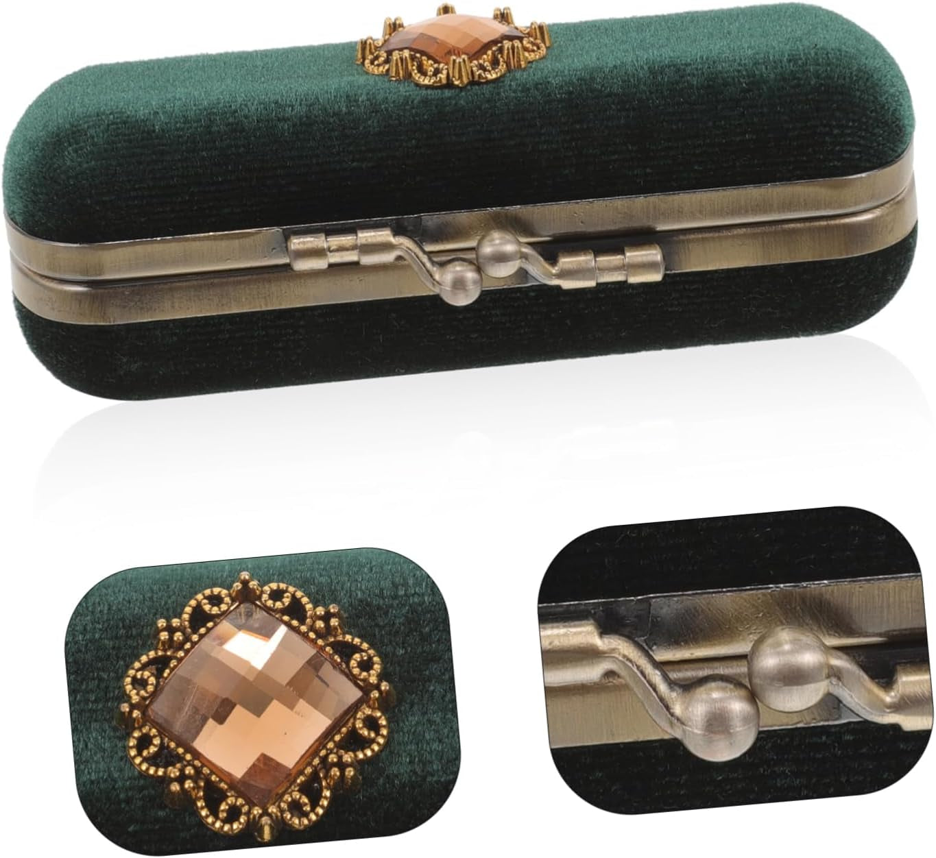 Velvet Lipstick Box Makeup Bag Travel Toiletry Bag Make up Bag for Traveling Lipstick Bag Lipstick Case Decorative Lipstick Holder for Purse Lip Balm Case Dark Green Zinc Alloy