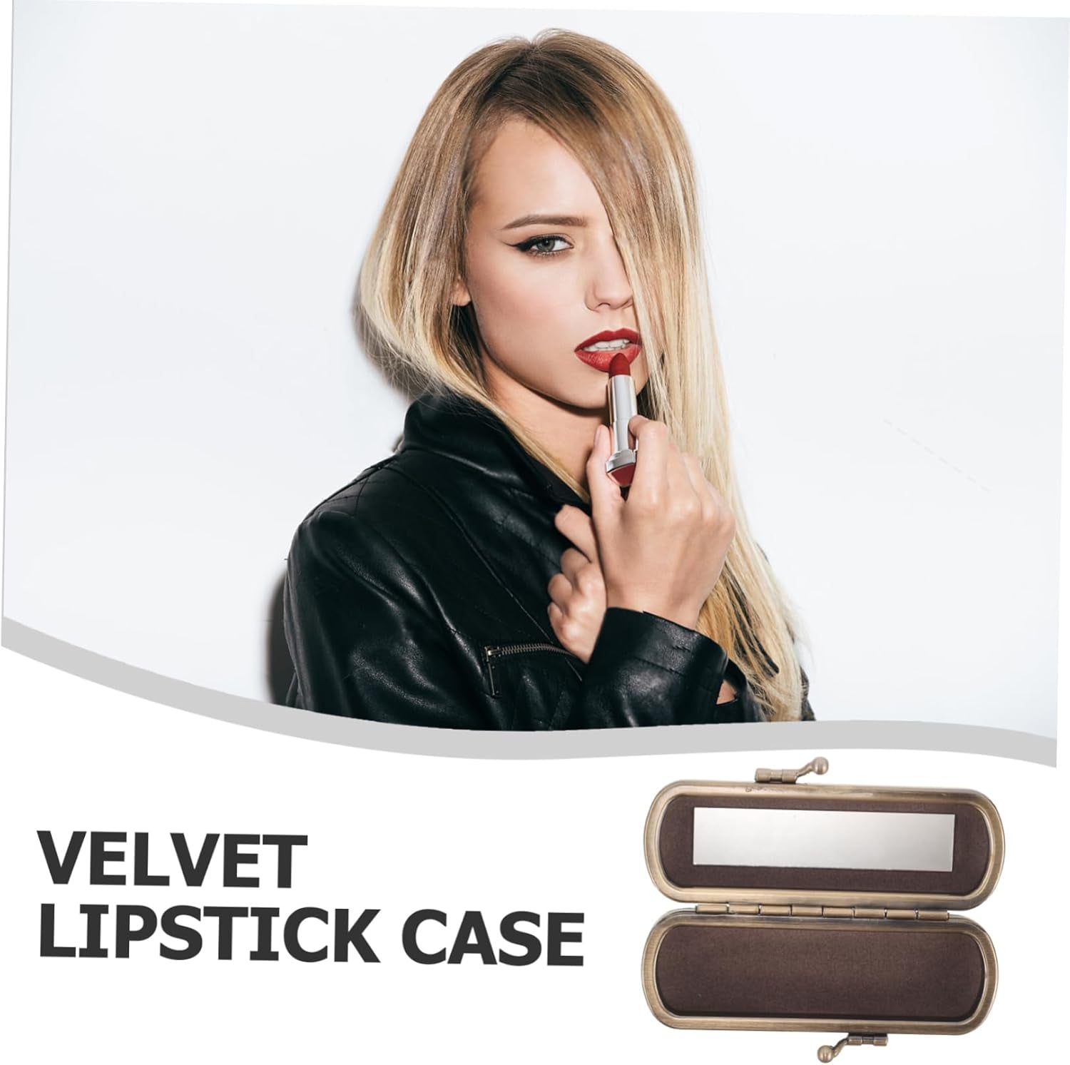 Velvet Lipstick Box Makeup Bag Travel Toiletry Bag Make up Bag for Traveling Lipstick Bag Lipstick Case Decorative Lipstick Holder for Purse Lip Balm Case Dark Green Zinc Alloy