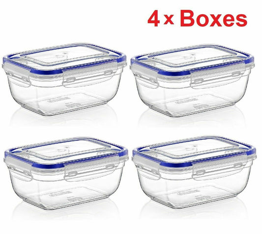 4 X Airtight Food Storage Containers- Set-Seal Lock with Lids Microwave+Bpa Free